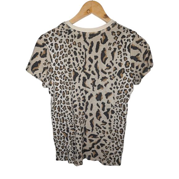 ATM Anthony Thomas Melillo Leopard Print Mixed School Boy Crew T-shirt - Picture 4 of 8